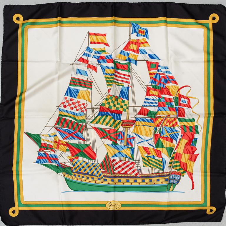 GUCCI & GIVENCHY, two silk scarves.