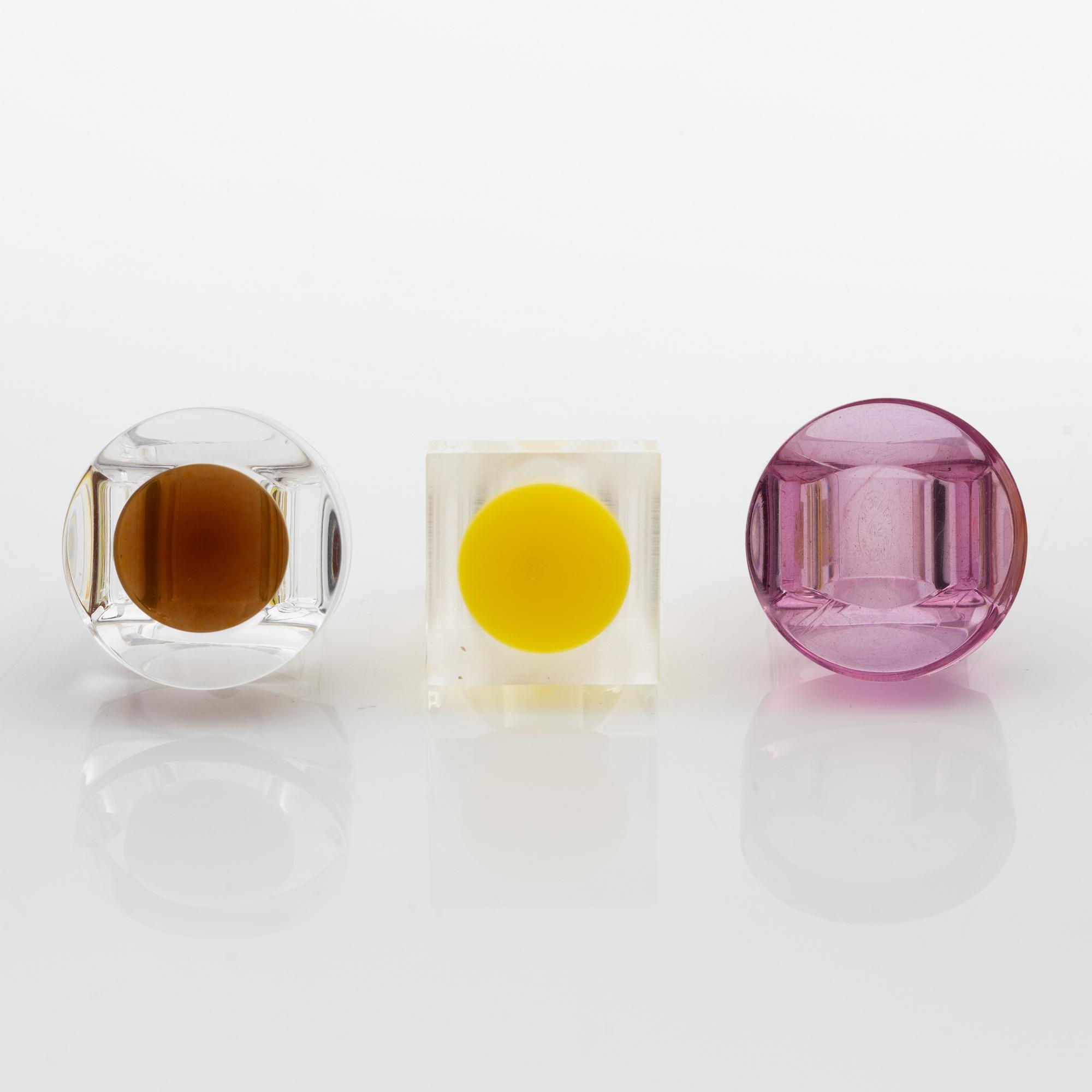 Siv Lagerström, three rings, acrylic plastic, 1970s.