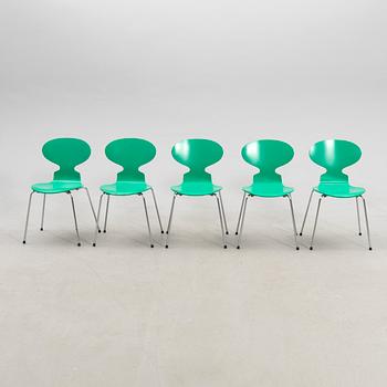 Arne Jacobsen, stolar 5 st "Myran" för Fritz Hansen Danmark 1900-talets senare del.