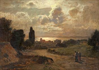 206. Louis Douzette, Landscape with a sunset.