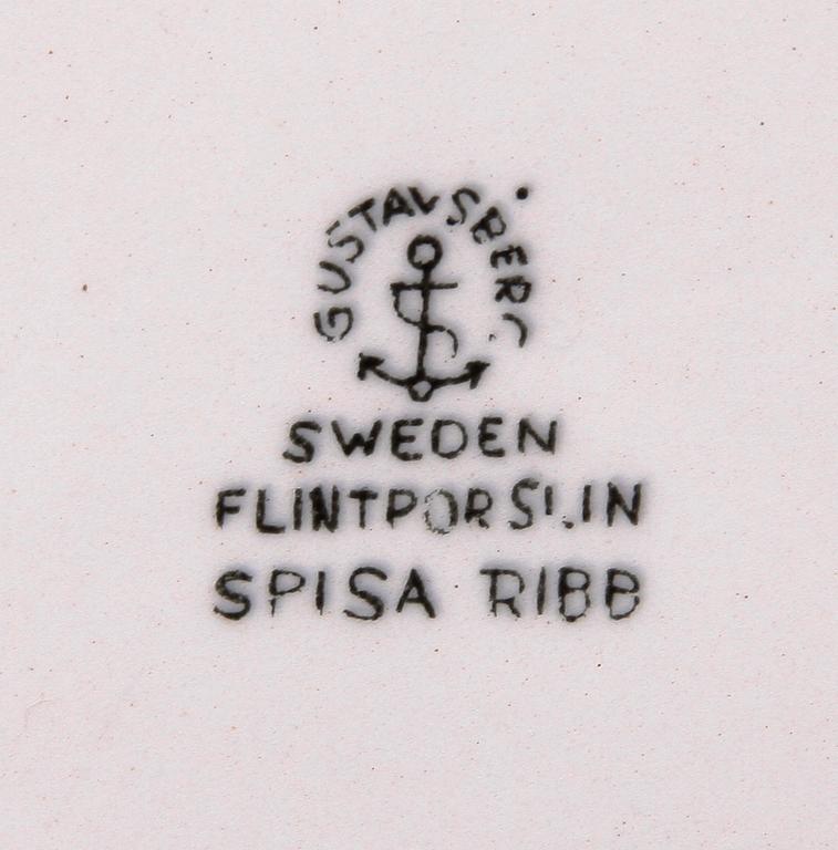 KAFFESERVISDELAR, 24 st, benporslin, "Spisa ribb", Stig Lindberg, Gustavsberg.