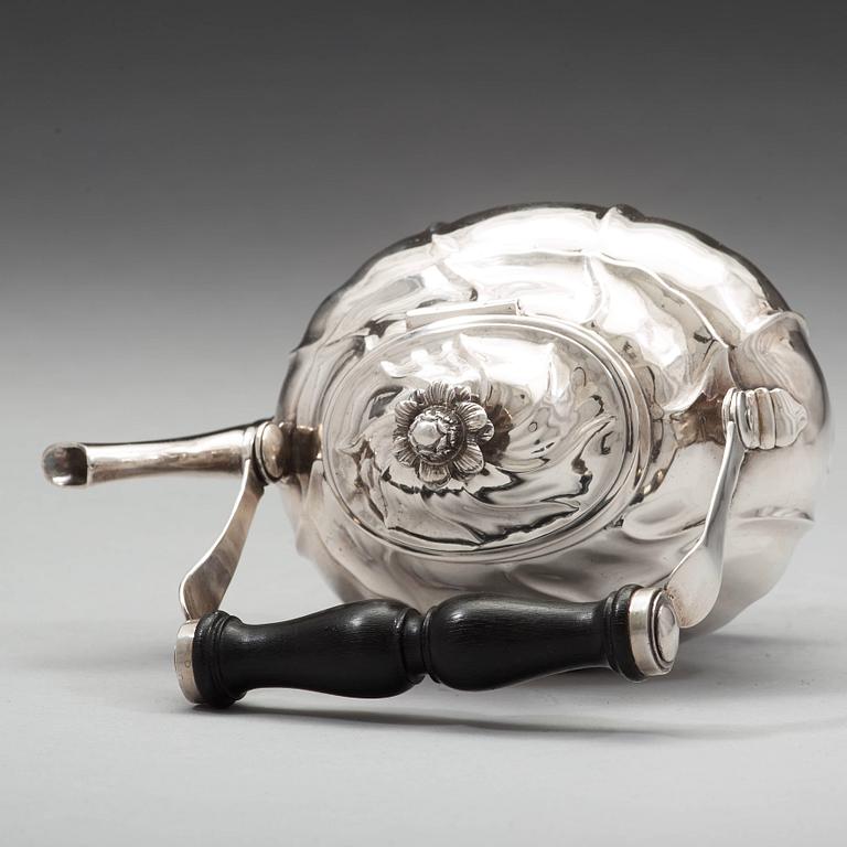 A Swedish mid 18th century silver tea-pot, mark of Jürgen Friedrich Sickman, Stockholm 1759.