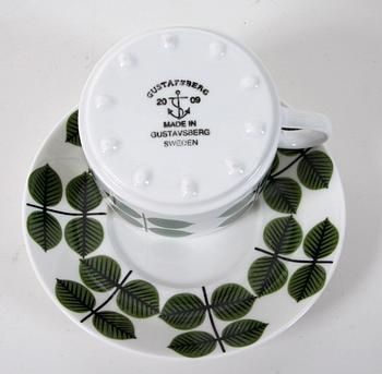 KAFFEKOPPAR, 6 st, benporslin, "Berså", Stig Lindberg, Gustavsberg, 2000-tal.