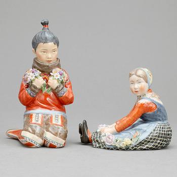 FIGURINER, 2 st, porslin, Royal Copenhagen, Danmark, 1900-tal.