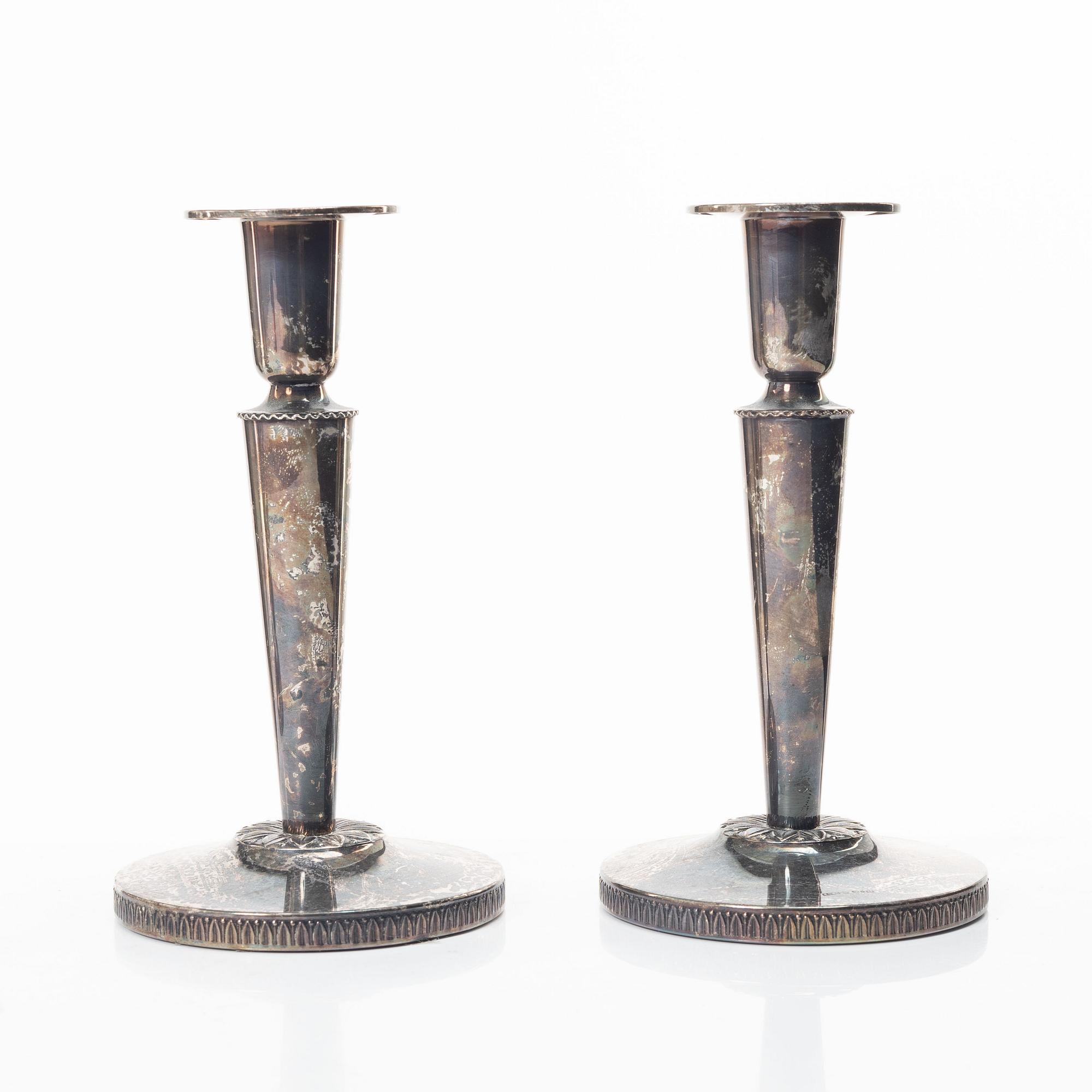 Three pairs of silver candlesticks, Ceson and CG Hallberg, second half of the 20th century.