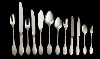 A 208-piece silverware set made by W.A. Bolin in Stockholm 1948-1951. Model F.