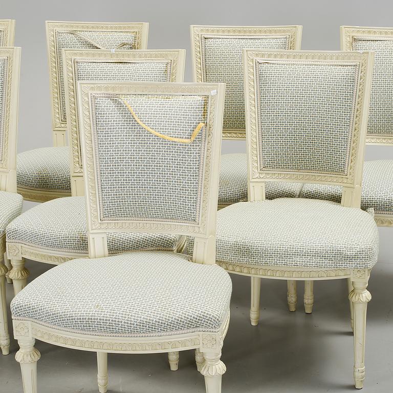 STOLAR, 10 st. Gustaviansk stil, 1900-talets andra hälft.
