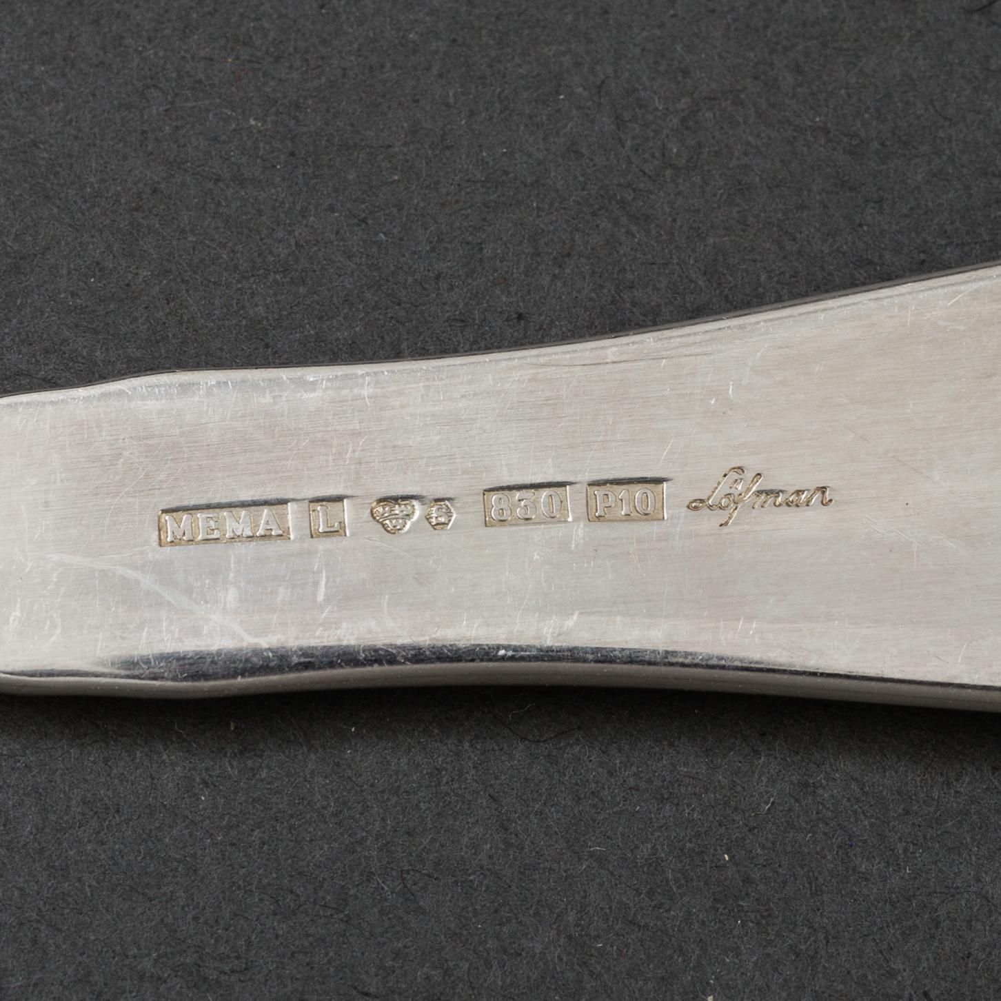 61 pieces of silver cutlery, late 20th century .
