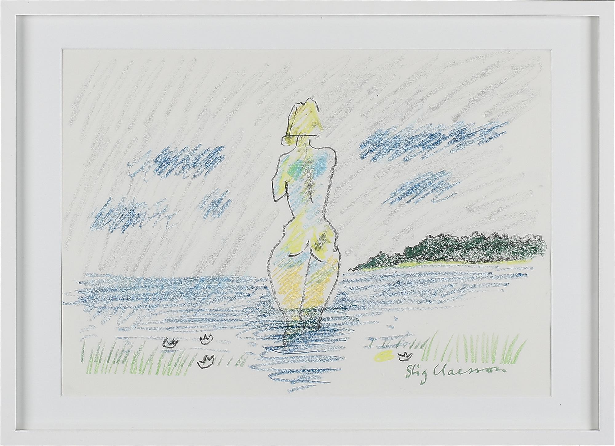 STIG CLAESSON (SLAS), pastell, signerad.