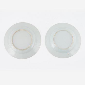 Two Chinese famille rose plates, Qing dynasty, Qianlong (1736-95).
