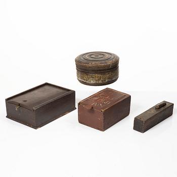 Four boxes, 18th-19th century.