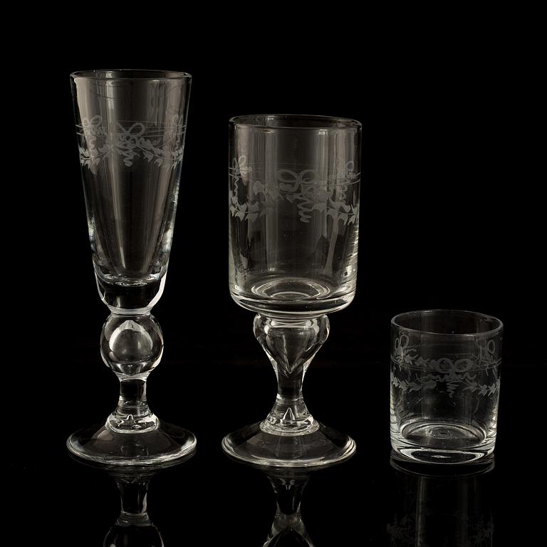 A Swedish 25-piece glass stemware service "Antik", Reijmyre Glasbruk.