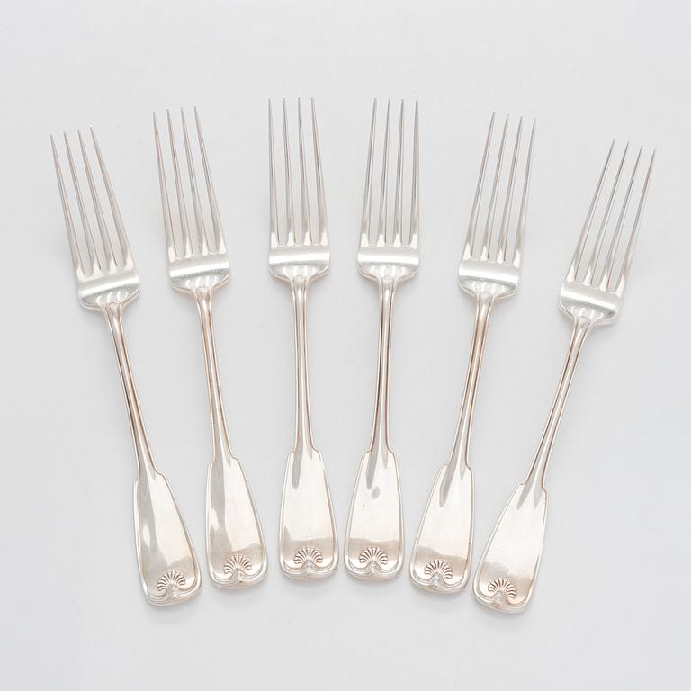 Tiffany & Co, matgafflar, 6 st, "Palm Pattern", sterlingsilver, 1907-1947.