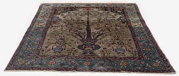 An antique Feraghan silk prayer rug west persia, c. 202 x 133 cm.
