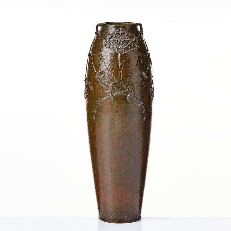 Hugo Elmqvist, a patinated bronze Art Nouveau vase, Florence, ca 1900.