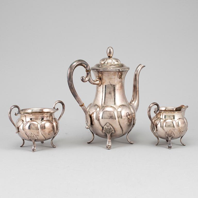 KAFFESERVIS, 3 delar, silver, Norge, 1900-talets mitt.