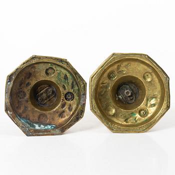 Two Baroque candle sticks, 18th Century.