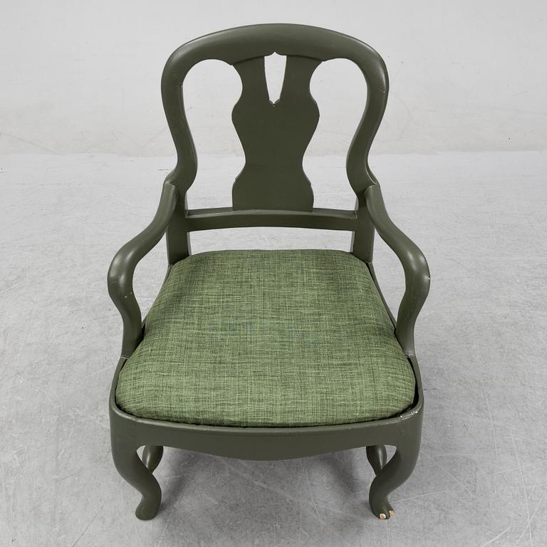 A Swedish painted rococo armchair, later part of the 18th Century.