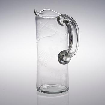 OIVA TOIKKA, AN ART GLASS PITCHER. Sign. Oiva Toikka, Nuutajärvi Notsjö.