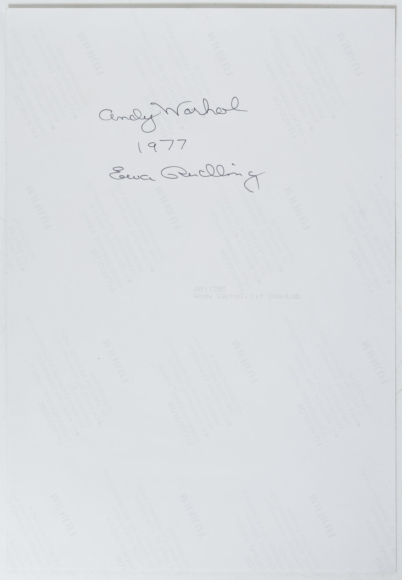 Ewa Rudling, 'Andy Warhol 1977'.