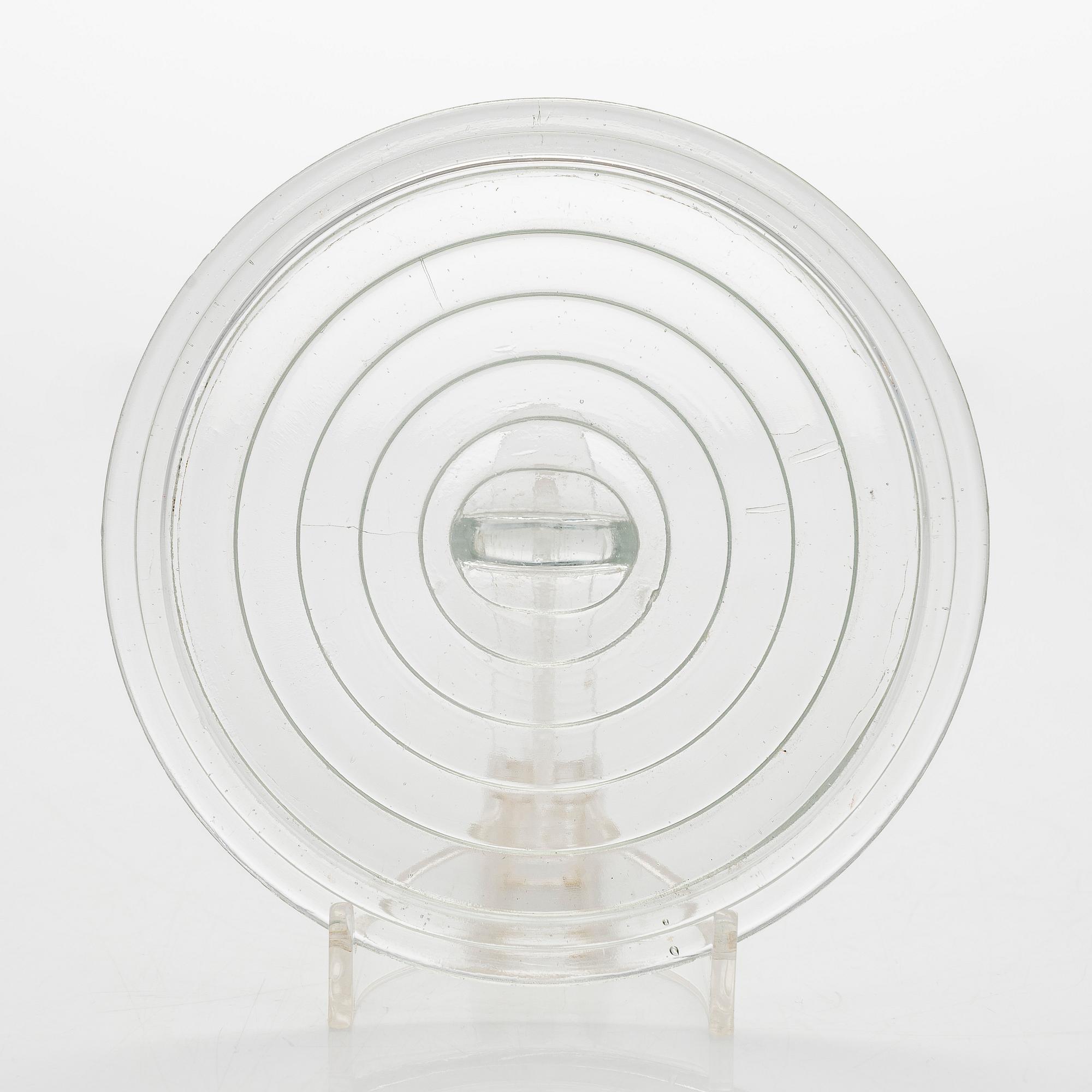 Aino Aalto, A 1940's butter box and plate, "Bölgeblick" for Karhula Glassworks, Finland.