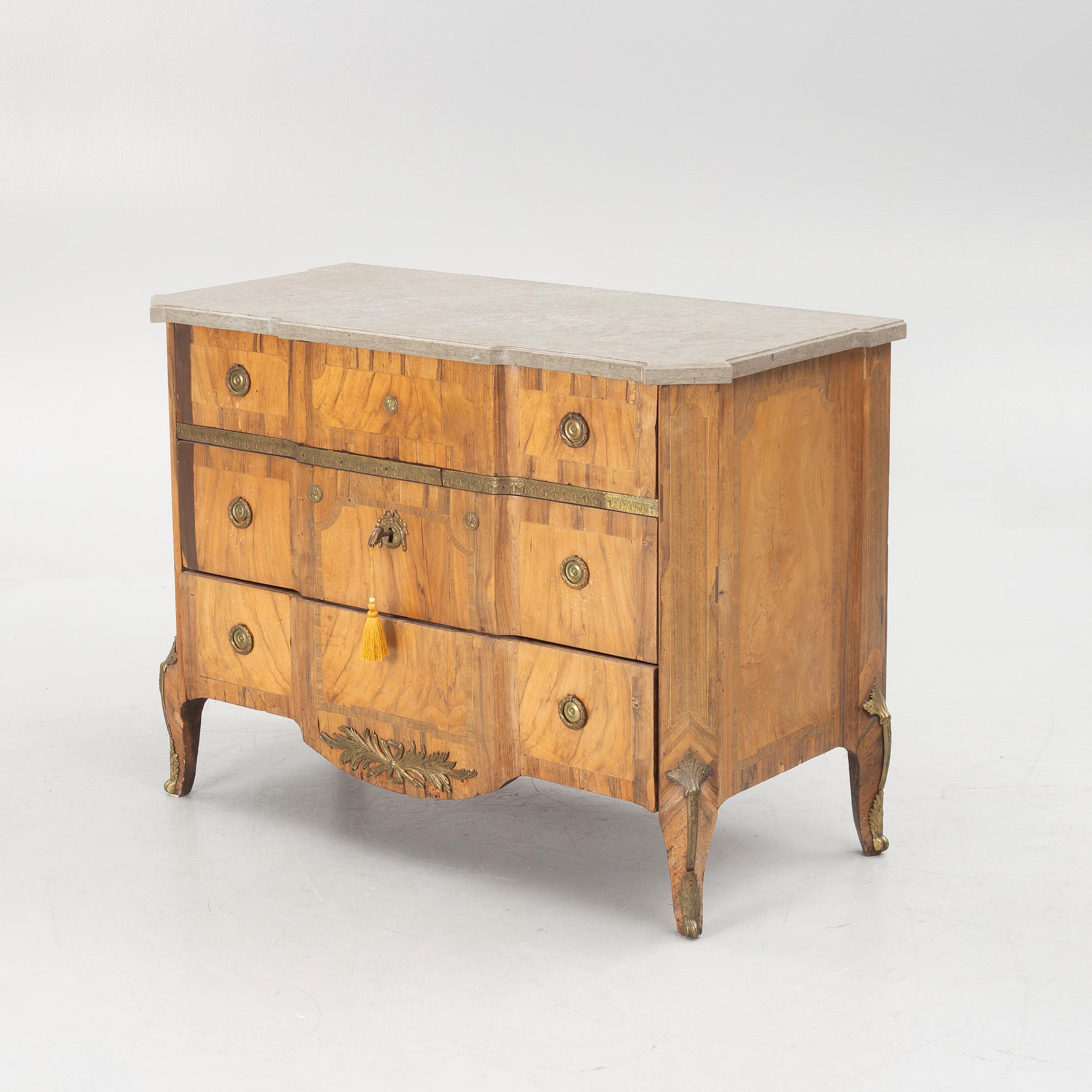 A Gustavian parquetry commode by M. Engström (master in Stockholm 1758-97).