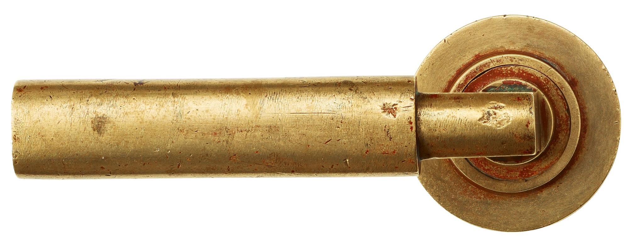 A pair of cast-bronze door handles, possibly by Walter Gropius for S.A. Loevy, Berlin, Germany 1920's-30's.