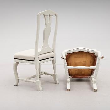 BORD och STOLAR 10 st, Åmells, 1900-talets andra hälft.