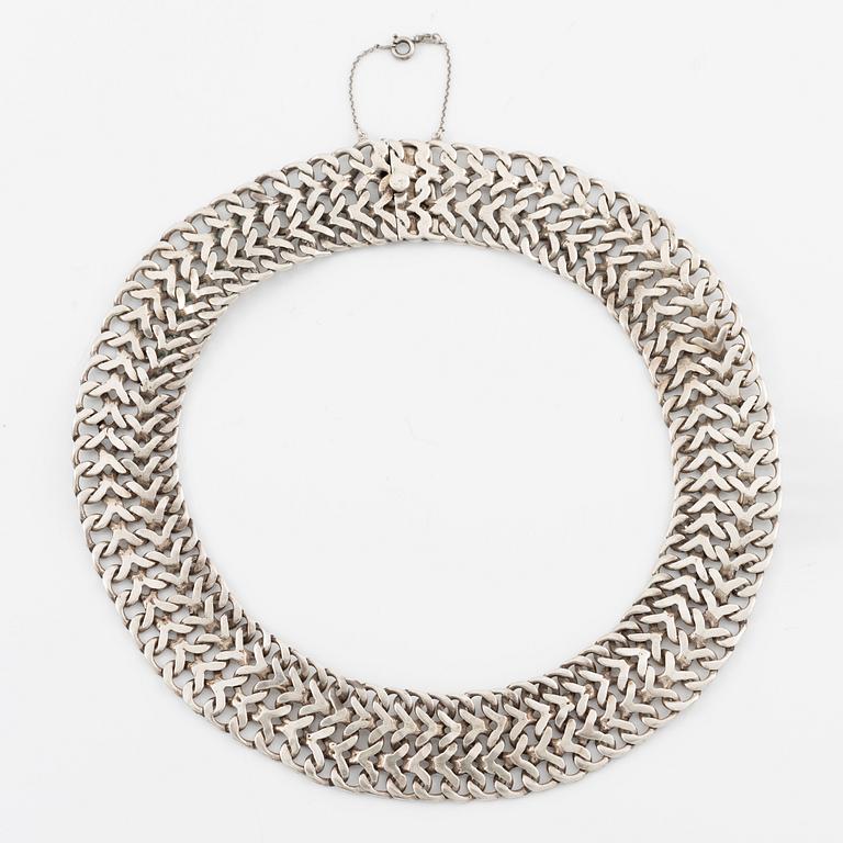 Necklace and bracelet silver, likely Mexico.
