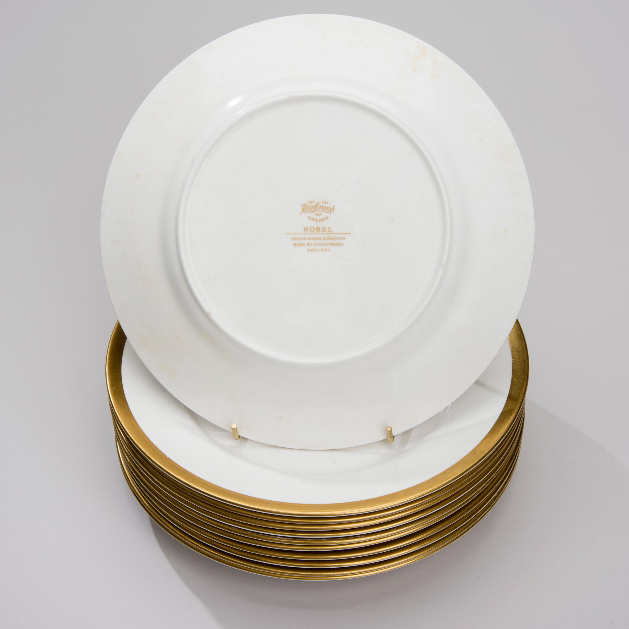 TALLRIKAR, 11 st, poslin, "Nobel", design Karin Björquist, Rörstrand/Gustavsberg.