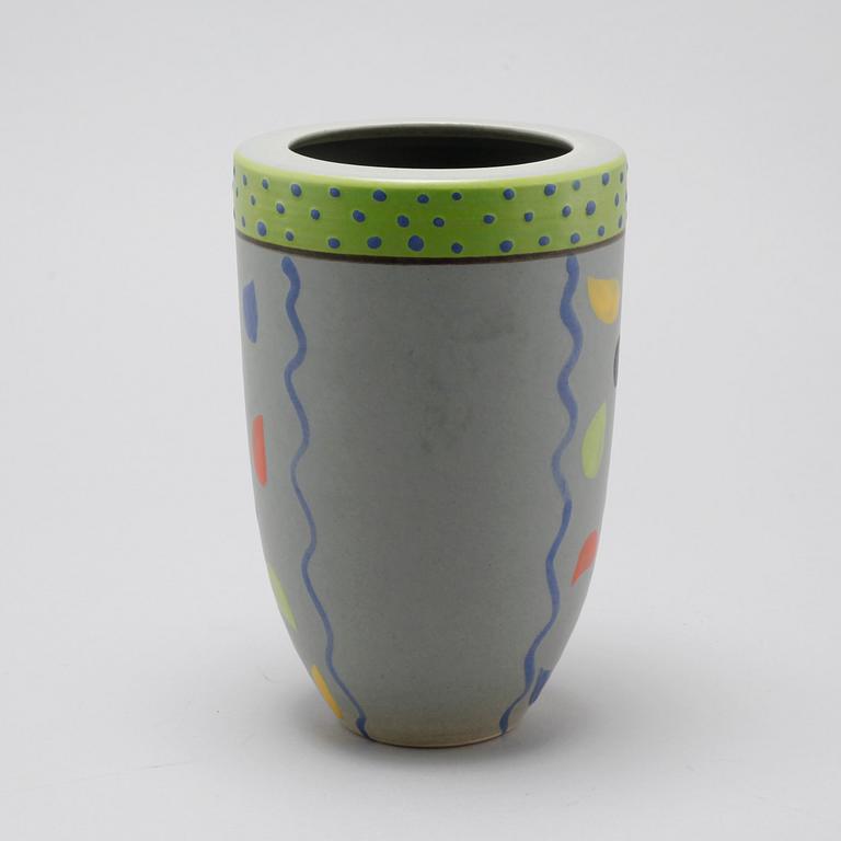 One vase, one bowl and three candleholders from Paradisverkstan at Öland, late 20th century.