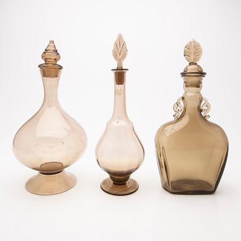 Simon Gate/ Edward Hald, decanters, 4 pcs, Orrefors, first half of the 20th century.