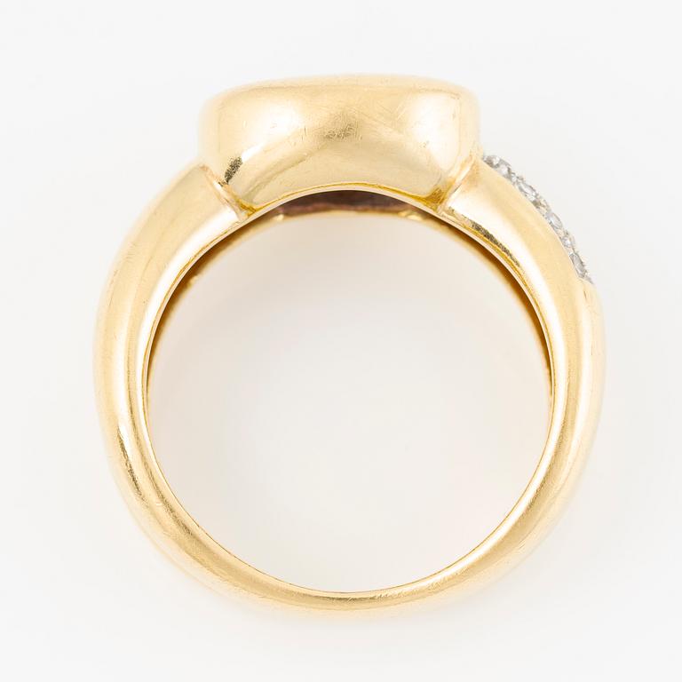 Ring och hängsmycke, 18K guld med ametister och åttkantslipade diamanter.