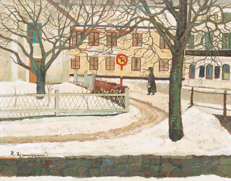 Reinhold Ljunggren, Winter scene from Trosa.
