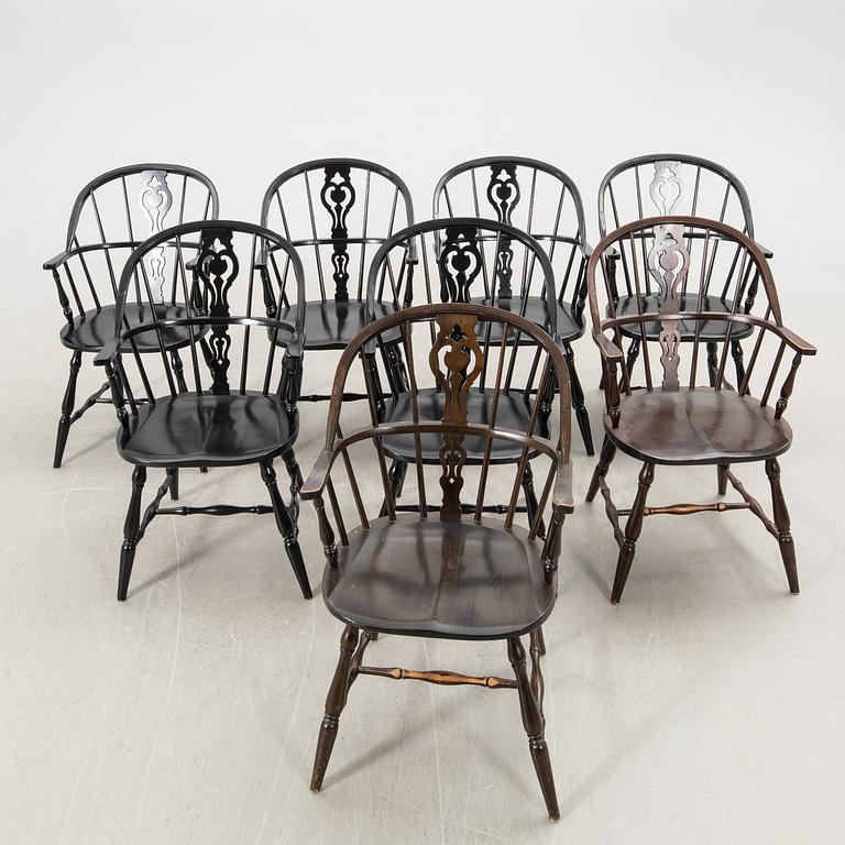 Chairs, 6 + 2, Windsor model, Gemla.