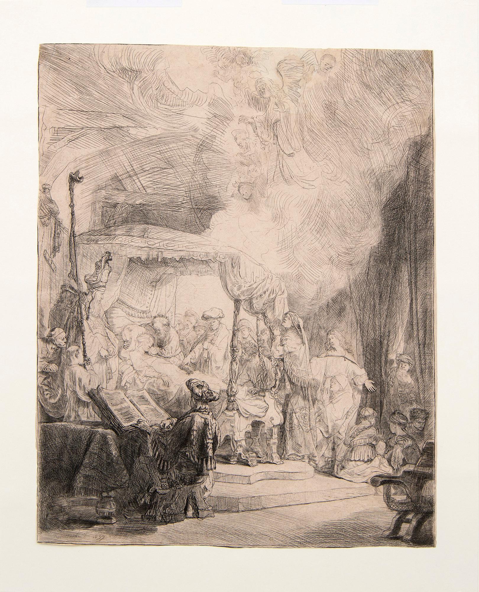 Rembrandt Harmensz van Rijn, The Death of the Virgin, later print.