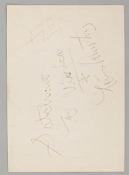 MENUBLAD MED AUTOGRAF, Louis Armstrong med hustrun Lucille, 1950/60-tal.