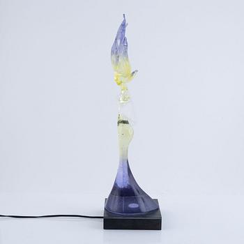 Kjell Engman, a 'Maidenhood Yellow' glass sculpture, signed, limited edition of 100, Kosta Boda.