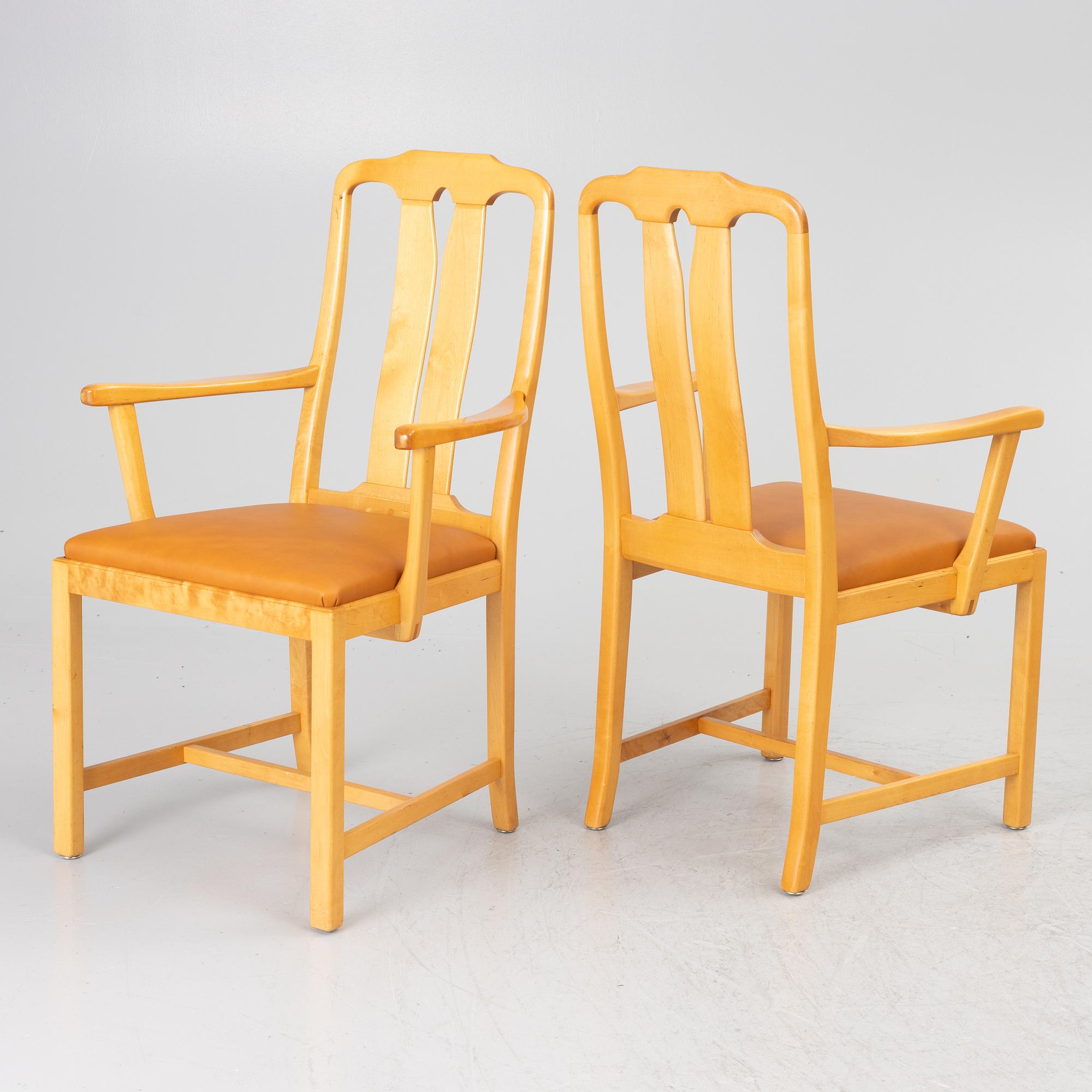 Carl Malmsten, Armchairs, 4, "Ambassadör", Åfors Möbelfabrik, late 20th century.