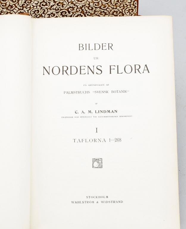 BOKVERK, 3 vol, "Bilder ur nordens flora", av CAM Lindman. Stockholm 1905.