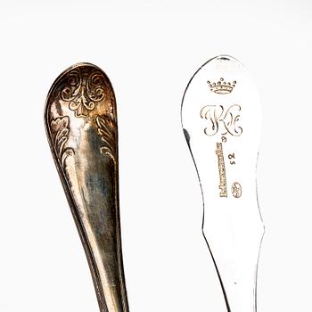 A Swedish set of eight+three silver spoons mark of different makers, 18th/19th century total weight 530 grams.