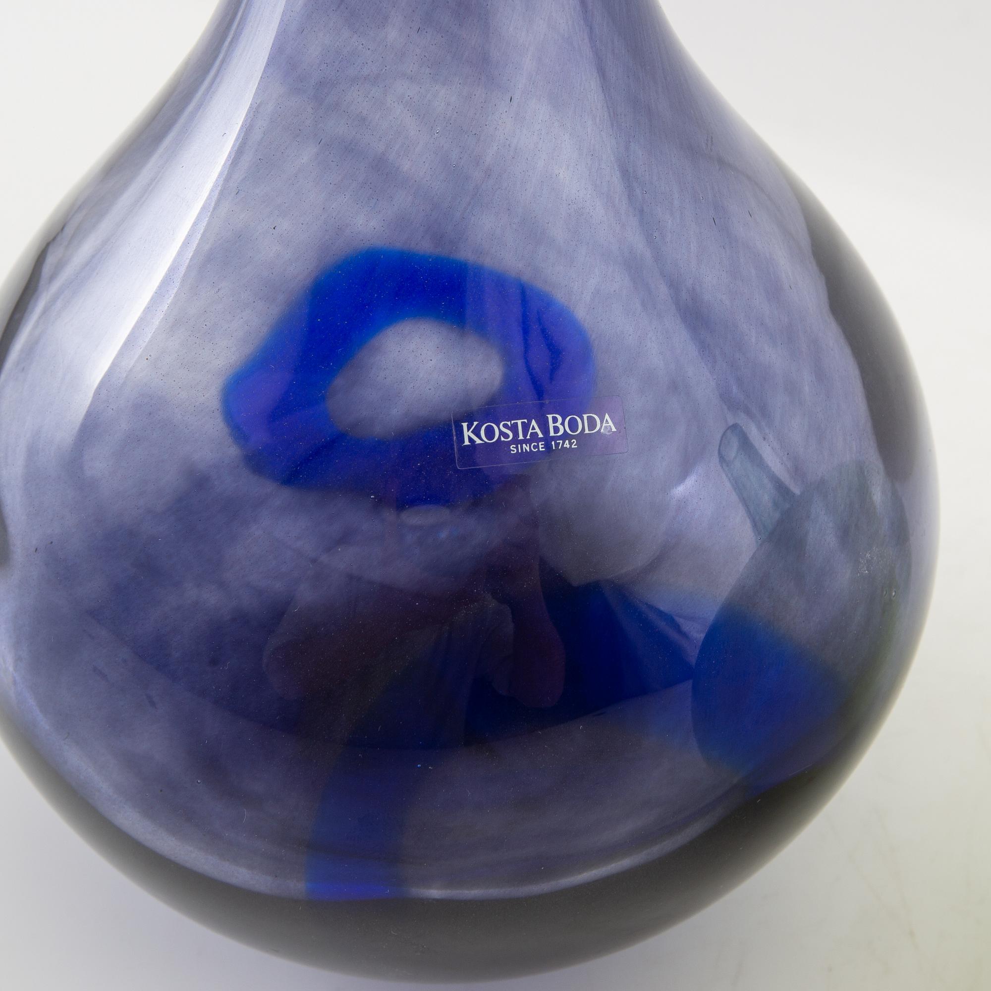 Gunnel Sahlin, vases 2 pcs Kosta Boda signed.