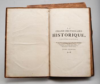 BÖCKER, 6 vol, "Le Grand Dictionaire Historique ou Le Melange Curieux l'Histoire Sacree et Profane", 1716/1724.
