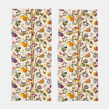 Josef Frank, gardiner, ett par, "Vegetable Tree", Firma Svenskt Tenn.