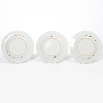 Tallrikar, 5 st, porslin, Kina, Qingdynastin, 1700-tal.