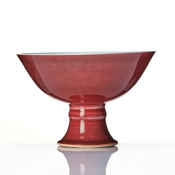 A copper red glazed stem bowl/cup, Qingdynasty, Yongzheng six character mark (1723-35).