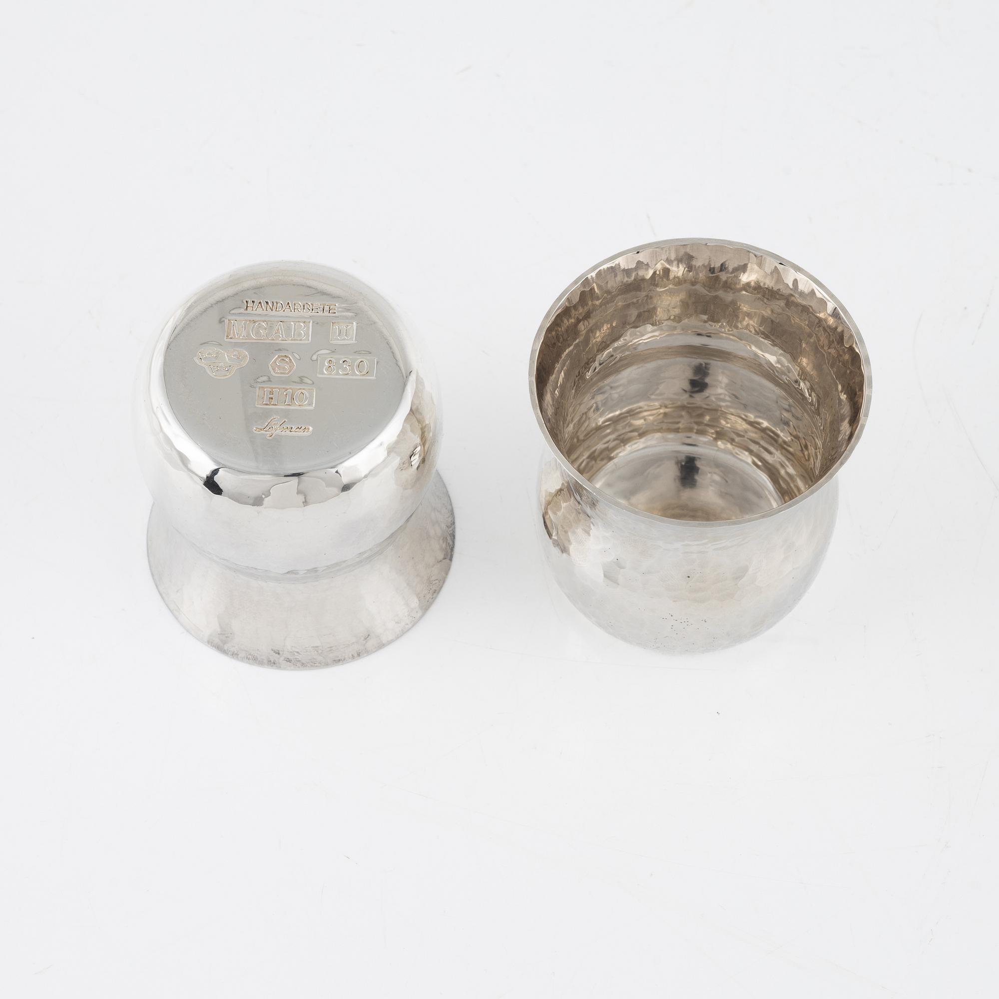 Eric Löfman, supkoppar, 17 st, silver, MGAB, Uppsala, bl.a. 1974.