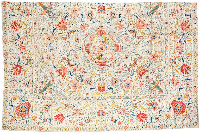 EMBROIDERY on silk. 291 x 189 cm. China 18th to 19th century.