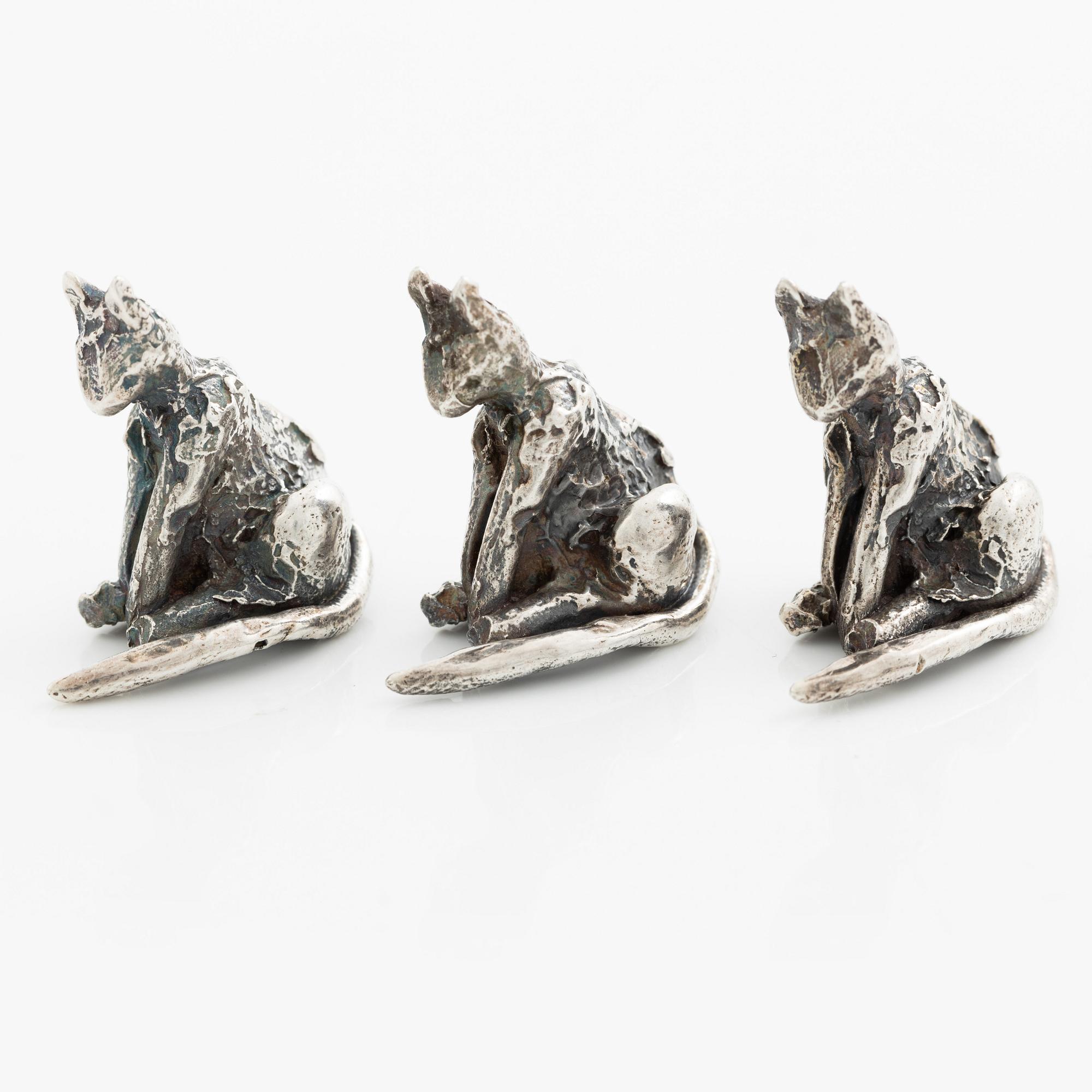 PA Lundahl-Terrs, figurines/pendants, eleven pieces, silver, in the form of animals.
