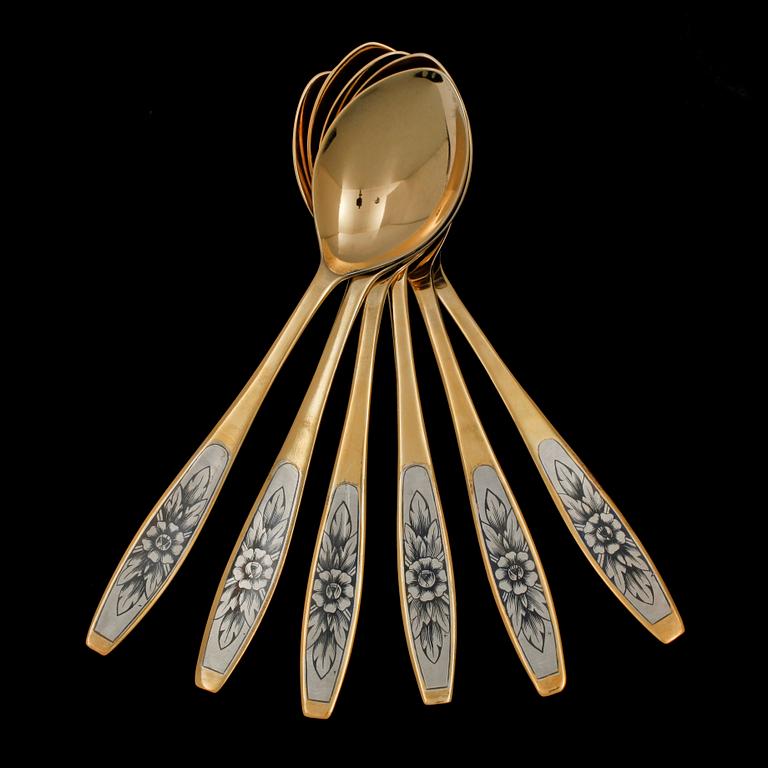SKEDAR, 6 st, silver, Sovjetunionen. 1900-talets mitt. Tot vikt 368 g.